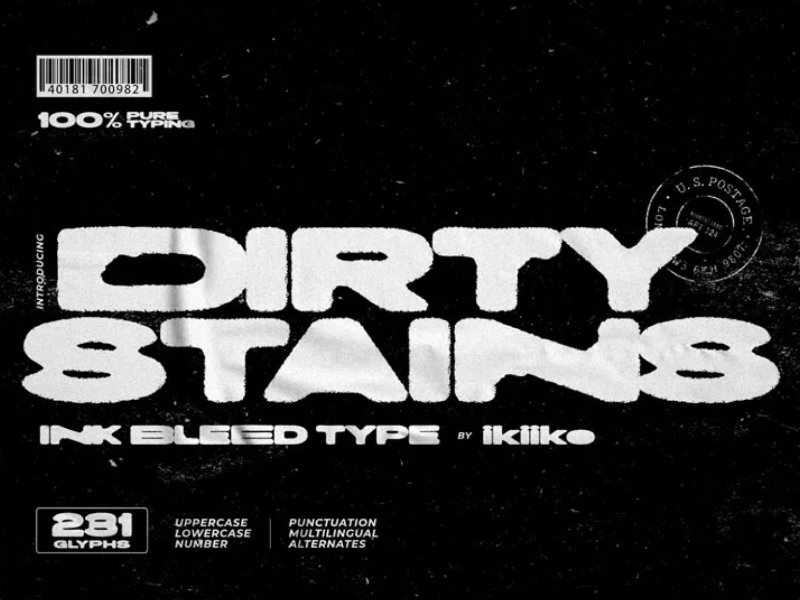 얼룩과 거친 빈티지 질감의 디스플레이 서체, Dirty Stains