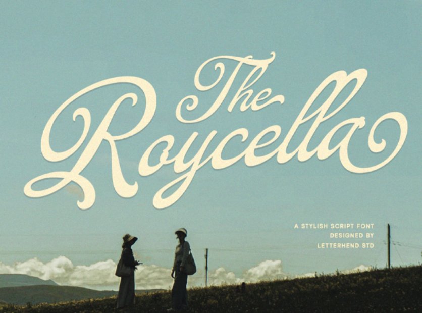 우아한 곡선의 빈티지 클래식 서체, Roycella
