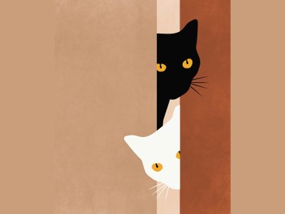 두 마리 고양이 일러스트