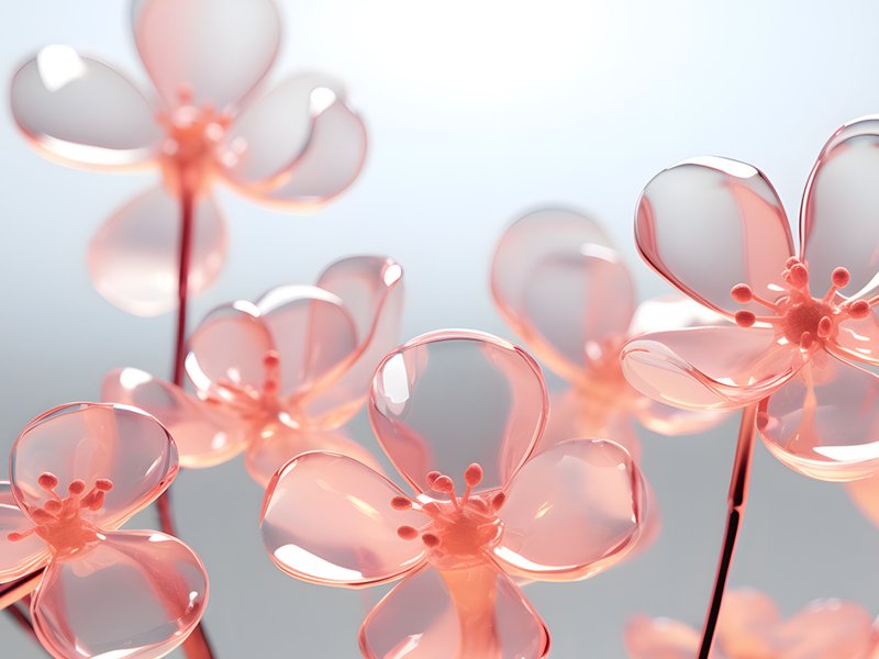 투명 3D 꽃 이미지 일러스트