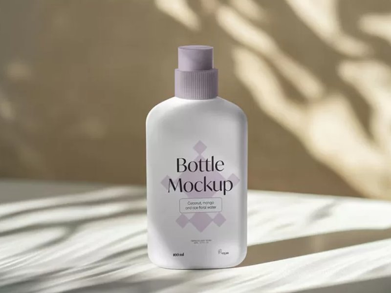 Free Cream Plastic Bottle Mockup