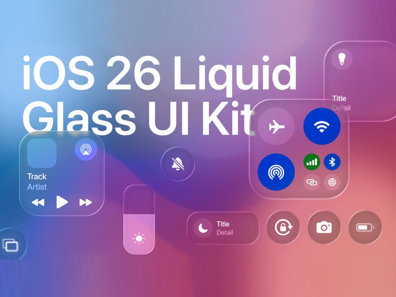 Apple Liquid Glass iOS 26 - 제어 센터 UI 키트