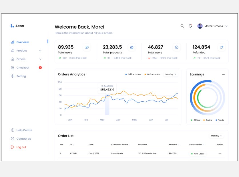 모던 대시보드 UI 디자인 컨셉