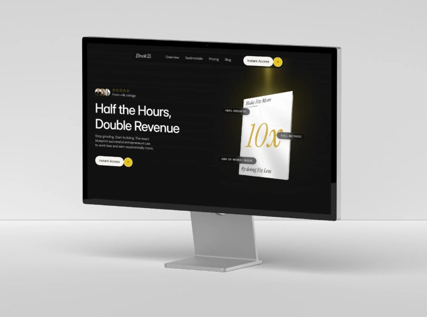 eBook 판매를 위한 고감도 Framer 랜딩 페이지